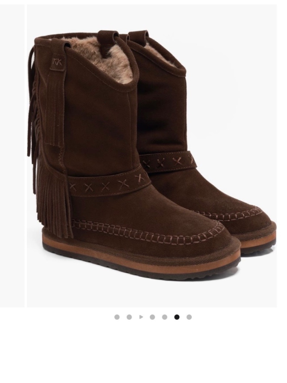 Free People Faye Fringe Suede And Faux Fur Boot Chocolate Brown SZ 9.5